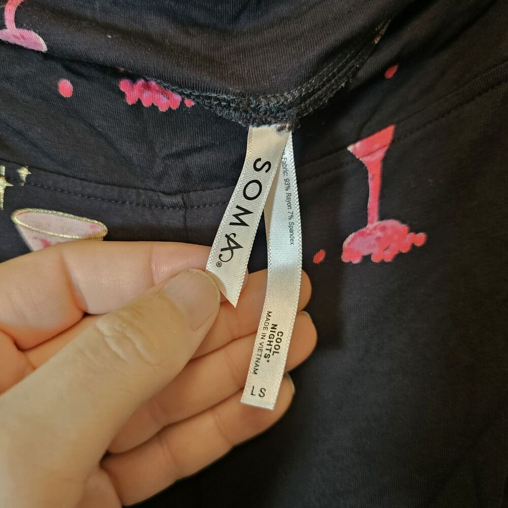 Soma LS Large Short Cool Nights PJ Pants Sipping Pretty Black Summer Cooling - Picture 5 of 9